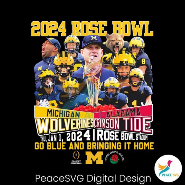 2024 Rose Bowl Michigan Vs Alabama Png Digital Download