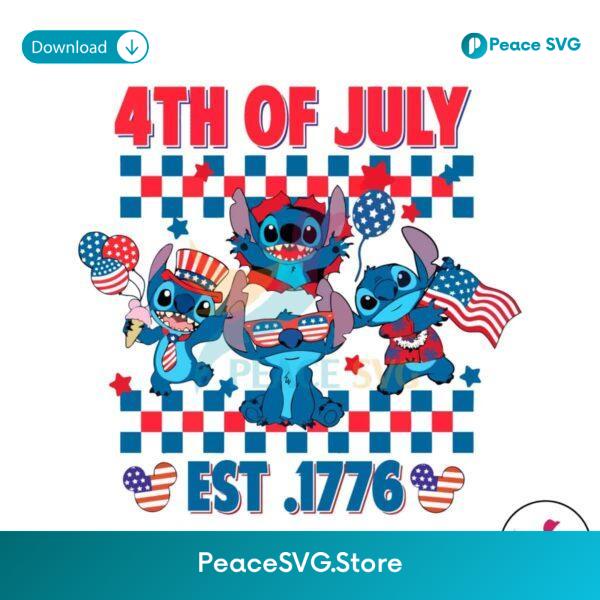 4th Of July Est 1776 Patriotic Stitch Png For Sublimation