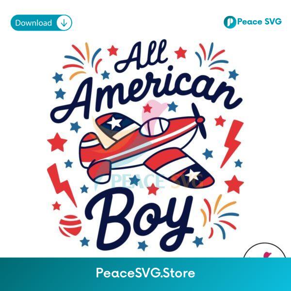 All American Boy Airplane Independence Day Svg Cricut Ready File