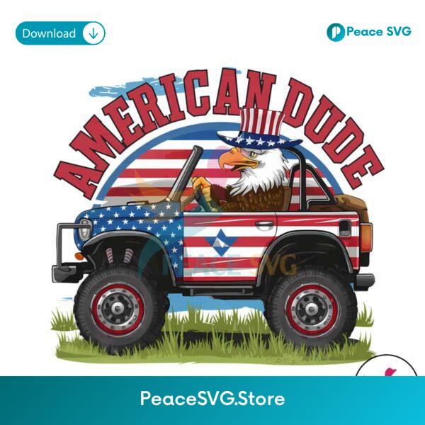 American Dude Eagle Driving Four Wheeled Vehicle Png For Printing