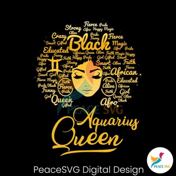 Aquarius Queen Birthday Black Queen Svg Instant Download