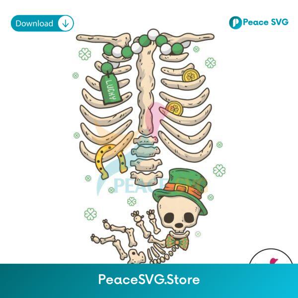 Birth Announcement St Patricks Day Skeleton Png Digital Download