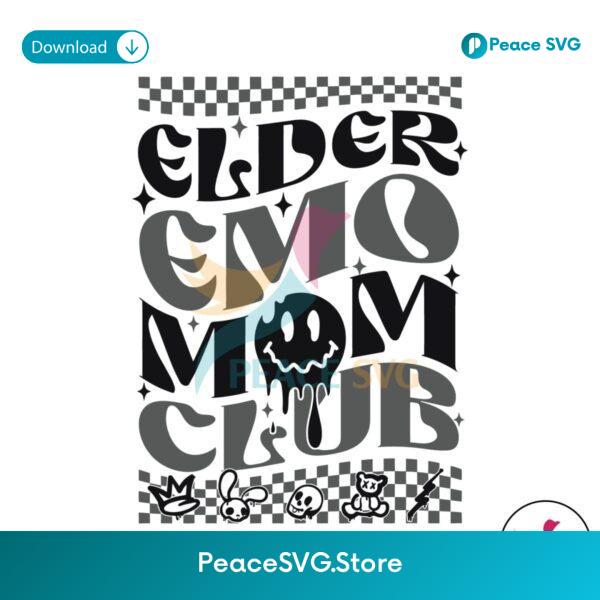 Checkered Elder Emo Mom Club Svg Instant Download