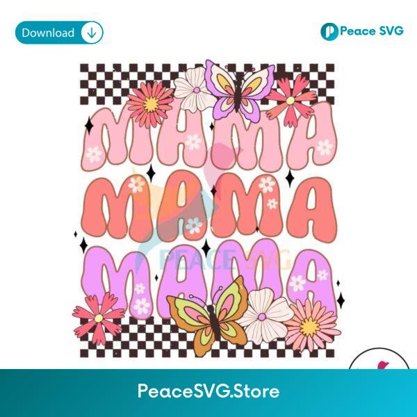 Checkered Mama Flowers Butterfly Svg Cut File