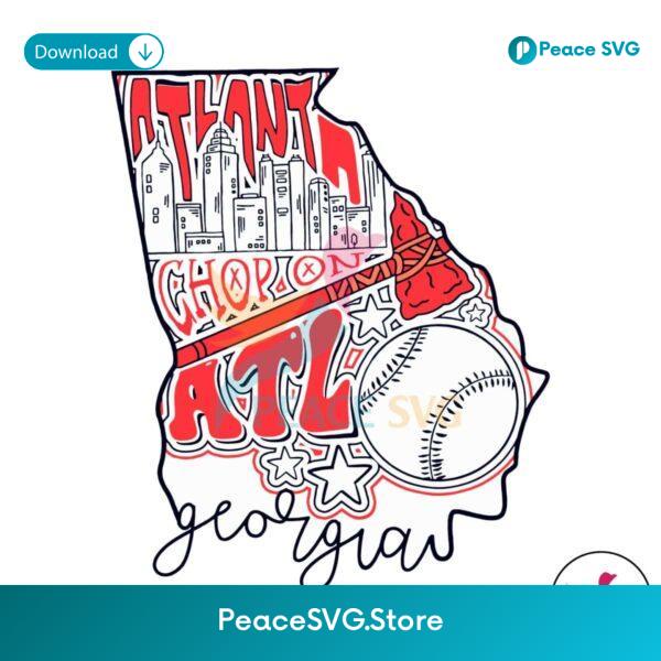 Chop On Atl Georgia Baseball Map Svg Vector File