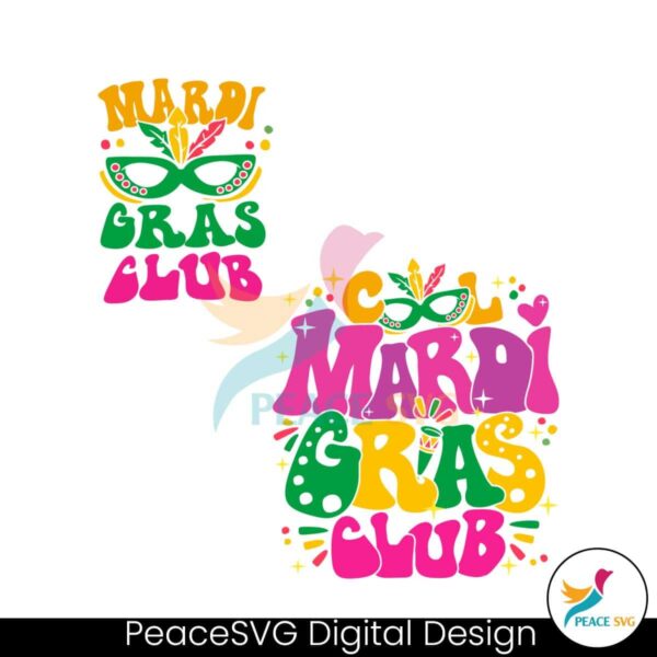 Cool Mardi Gras Club Retro Carnival Svg Digital Download