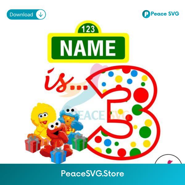Custom Sesame Street 3rd Birthday Png Sublimation Design