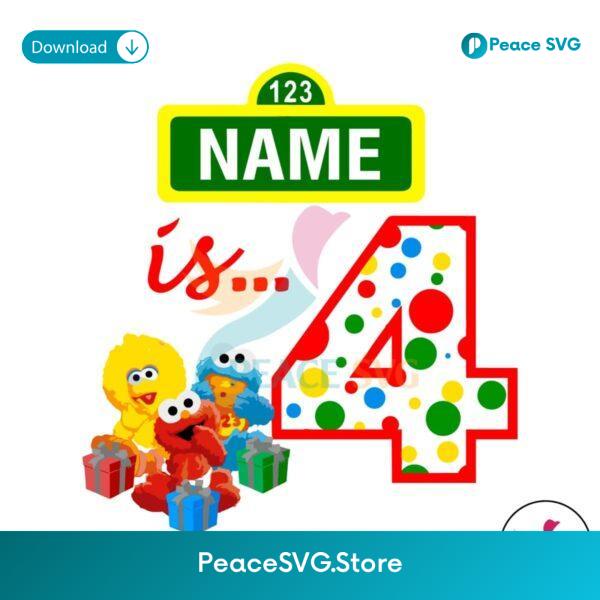 Custom Sesame Street 4th Birthday Png For Sublimation