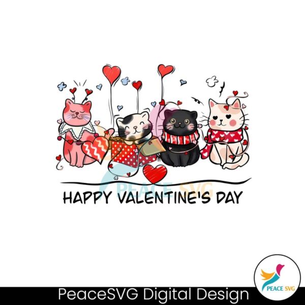 Cute Cat Happy Valentines Day Png Instant Download
