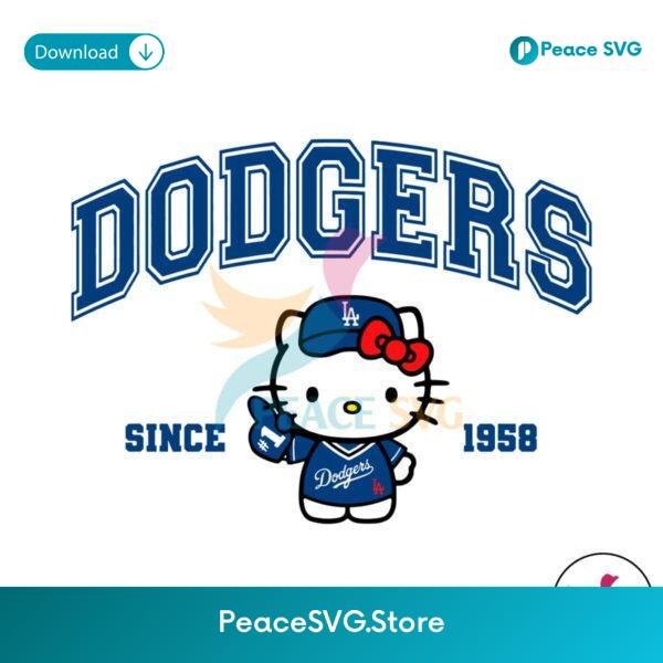 Cute Dodgers Since 1958 Baseball Kawaii Kitty Svg Printable Design