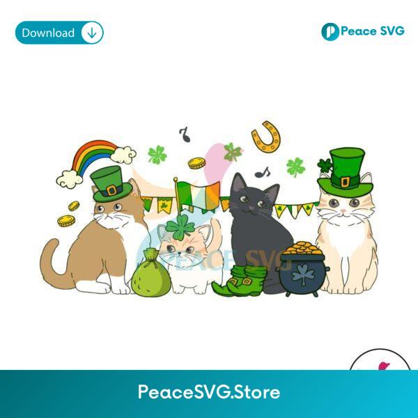 Cute St Patricks Cats Lucky Day Png Instant Download