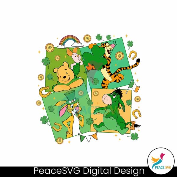 Cute Winnie The Pooh With Shamrock Png Printable File