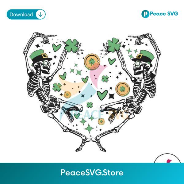 Dancing Skeleton Heart St Patricks Day Svg Instant Download