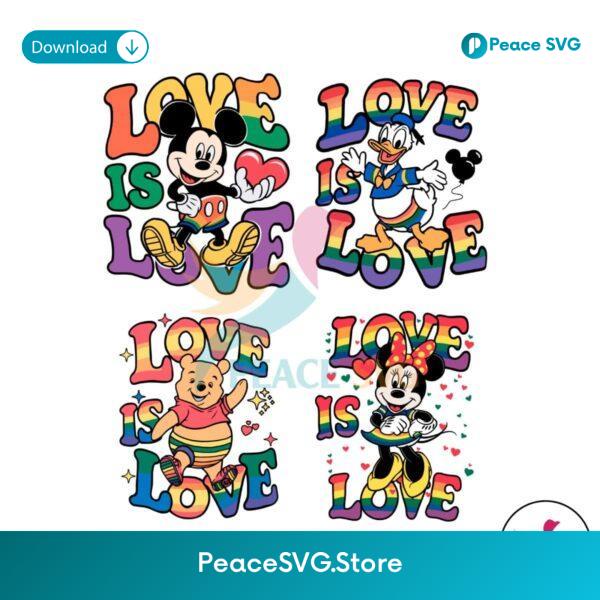 Disney Characters Love Is Love Svg For Vinyl Cutting