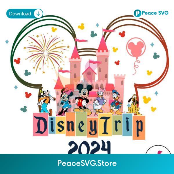 Disney Trip 2024 Castle Mickey And Friends Png Sublimation Design