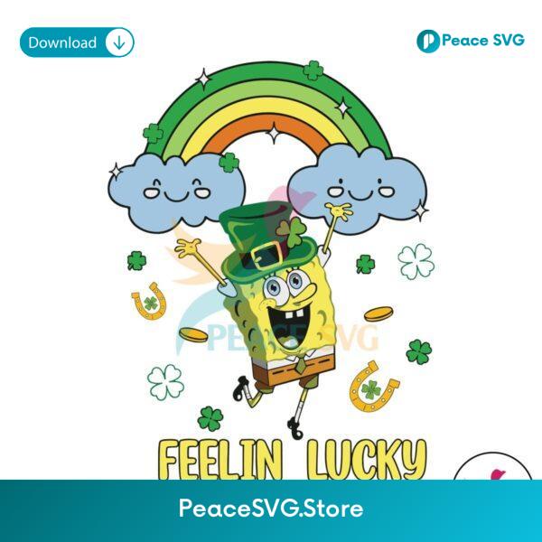 Feelin Lucky St Patricks Day Spongebob Svg Cut File