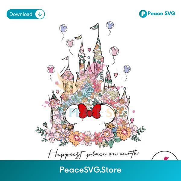 Floral Castle Happiest Place On Earth Minnie Mouse Png For Sublimation