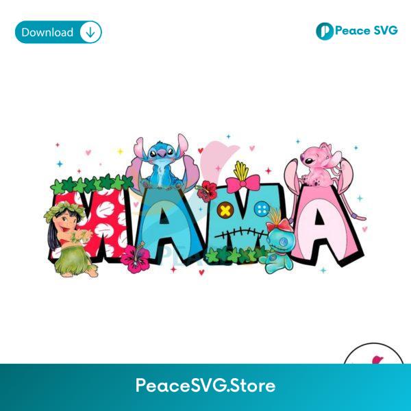 Floral Disney Mama Stitch Friends Png For Sublimation