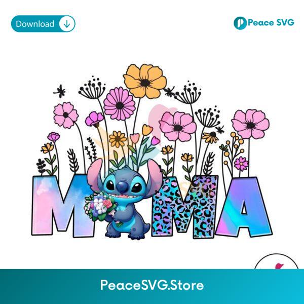 Floral Mama Stitch Happy Mothers Day Png For Sublimation