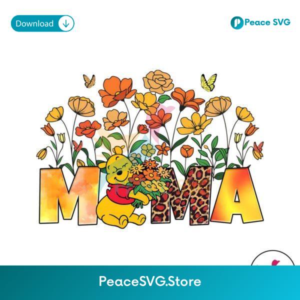 Floral Mama Winnie The Pooh Png Digital Download