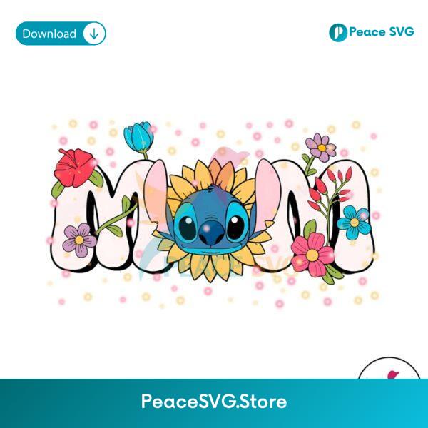 Floral Stitch Mom Happy Mothers Day Png For Sublimation