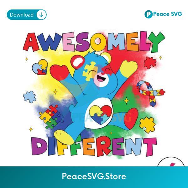 Free Awesomely Different Cute Bear Autism Png Sublimation Design