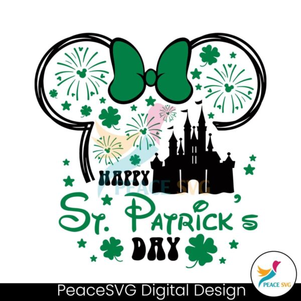 Free Happy St Patricks Day Minnie Head Castle Svg Digital Download