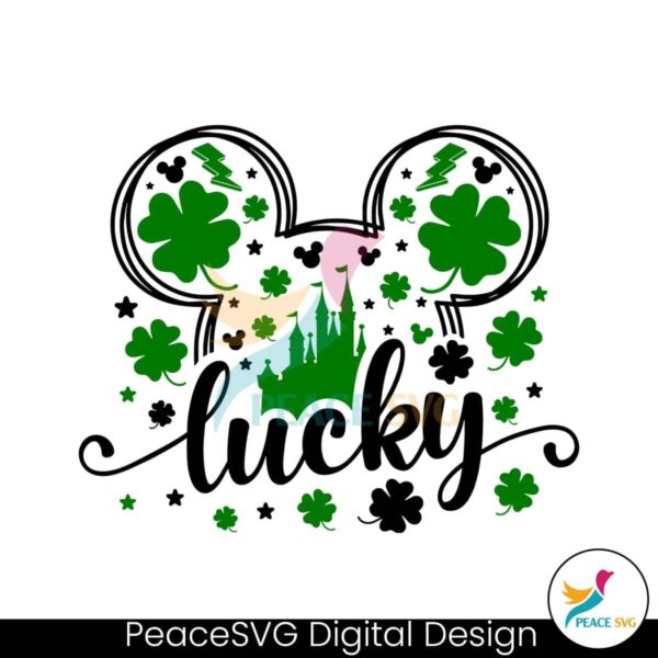 Free Lucky Mickey Head Disney Castle Svg Vector File