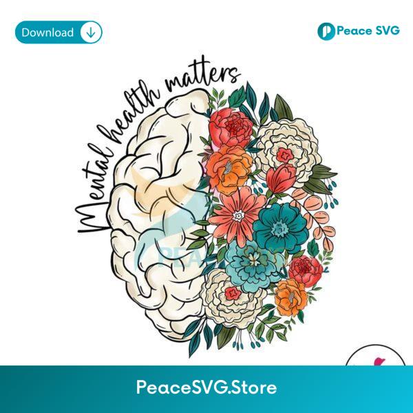 Free Mental Health Matters Floral Brain Png Clipart