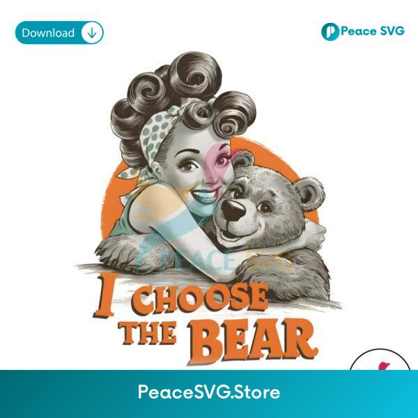 Free Retro Curly Girl I Choose The Bear Png For Printing
