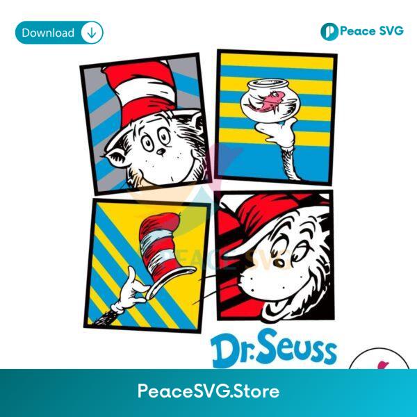 Free Retro Dr Seuss One Cat In The Hat Fish Two Fish Svg Files For Cricut