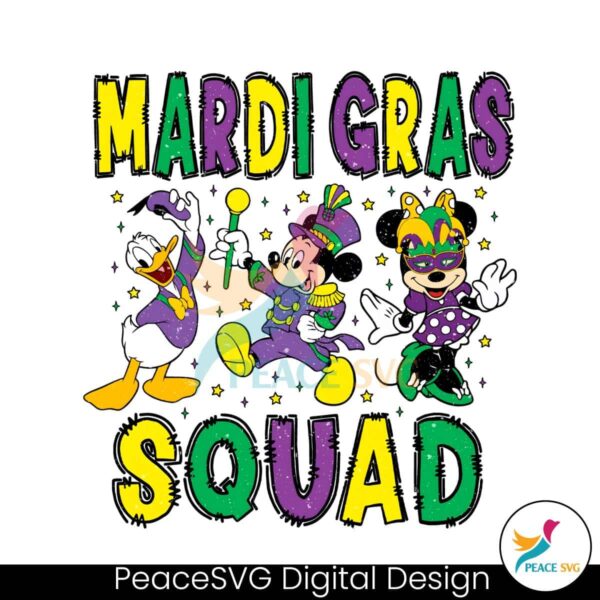 Funny Disney Mardi Gras Squad Png Sublimation Design
