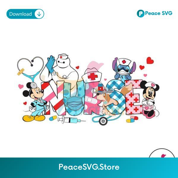 Funny Disney Nurse Cartoon Characters Png Instant Download