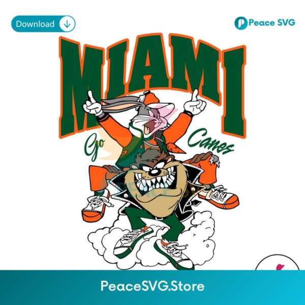 Funny Looney Tunes Miami Go Canes Svg For Vinyl Cutting