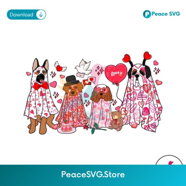 Funny Valentine Ghost Dogs Png Instant Download