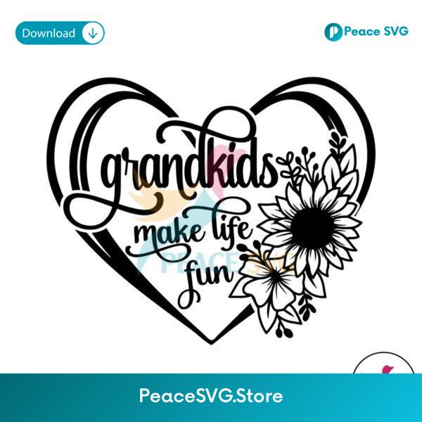 Grandkids Make Life Fun Floral Heart Svg Files For Cricut