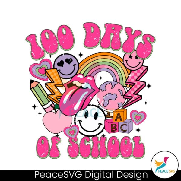 Groovy Happy 100 Days Of School Svg Layered File