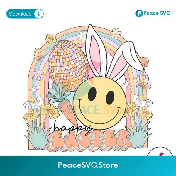 Groovy Happy Easter Smiley Face Bunny Png For Sublimation