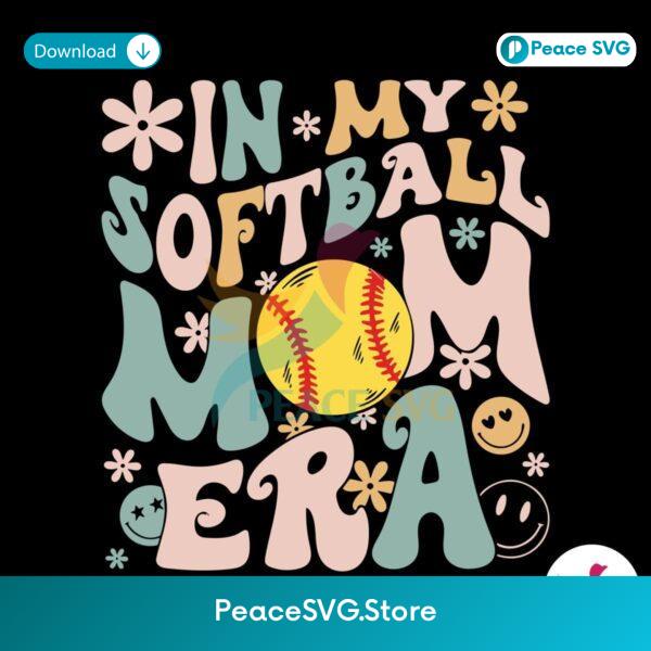 Groovy In My Softball Mom Era Game Day Svg Clipart