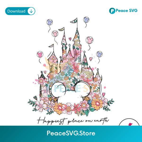 Happiest Place On Earth Disney Castle Floral Png High Resolution