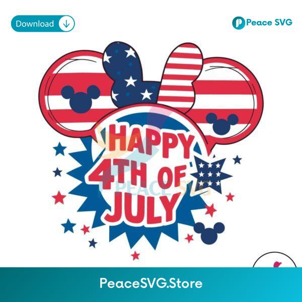 Happy 4th Of July Mickey Ears Usa Flag Svg Layered File