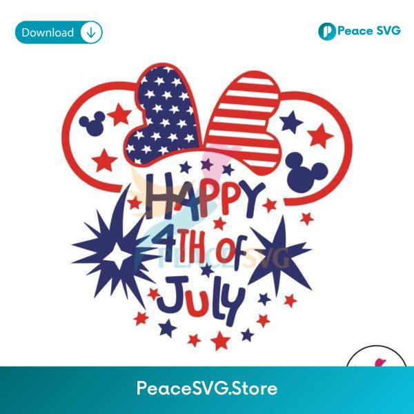 Happy 4th Of July Minnie Ears Svg Files For Cricut