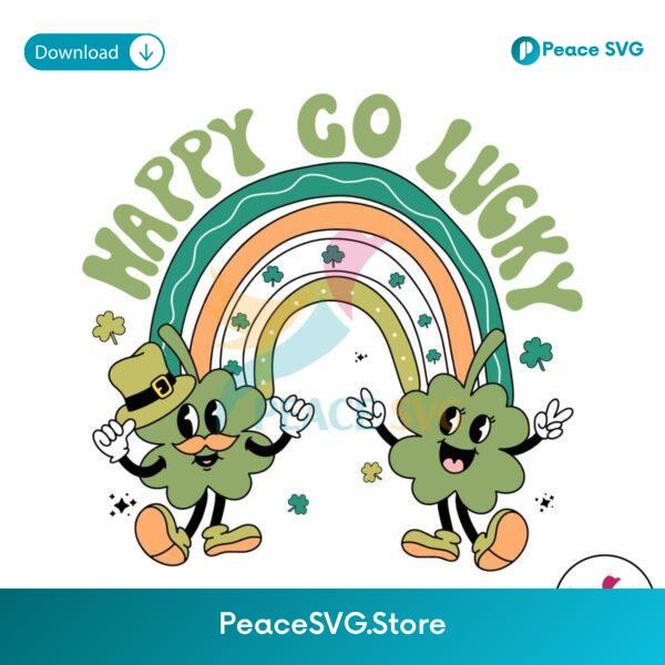 Happy Go Luck Shamrock Rainbow Svg Vector File