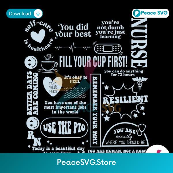 Healthcare Essentials Fill Your Cup First Svg Files For Cricut