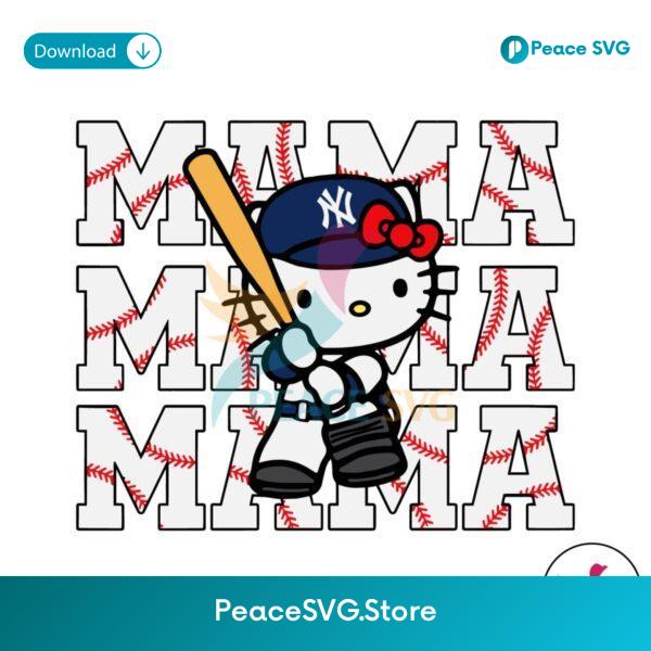 Hello Kitty Mama Ny Yankees Baseball Svg Digital Download