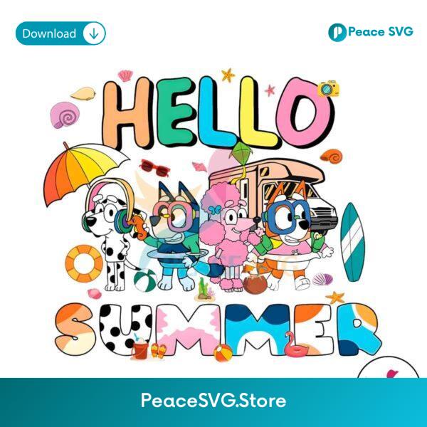 Hello Summer Bluey Characters Vacation Png Clipart