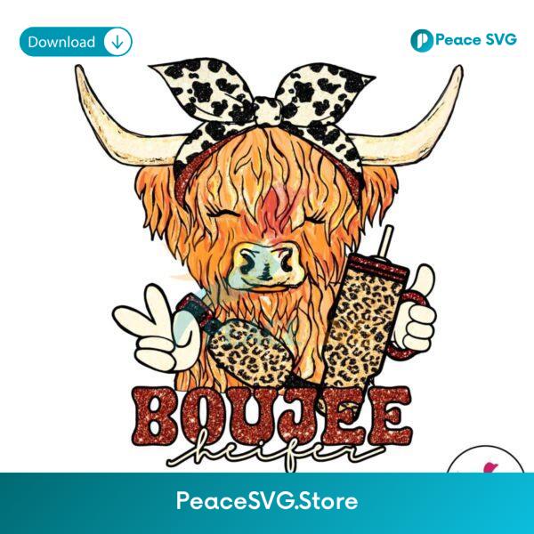 Highland Cow Boujee Heifer Tumbler Png For Printing