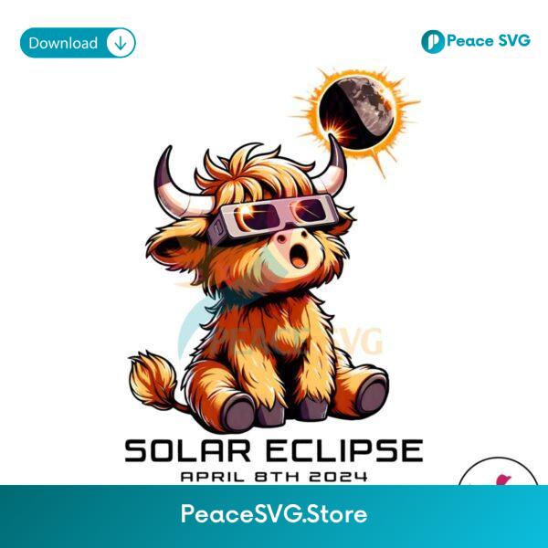Highland Cow Solar Eclipse 2024 Png Instant Download