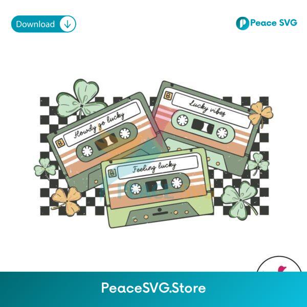 Howdy Go Lucky St Patricks Day Cassettes Svg Instant Download