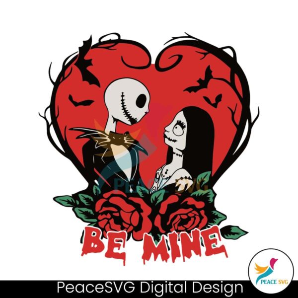 Jack And Sally Be Mine Floral Heart Svg Vector File